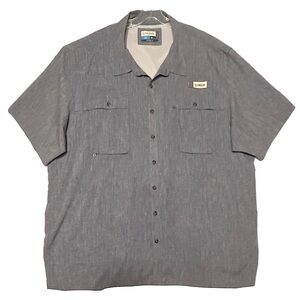 Magellan Y2K Outdoor Shirt Men 4X Fish Golf Short Sleeve Moisture Wick Blue-Gray